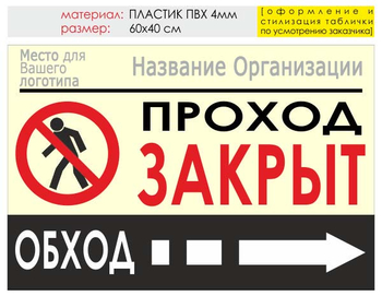 Информационный щит "обход справа" (пластик, 60х40 см) t08 - Охрана труда на строительных площадках - Информационные щиты - . Магазин Znakstend.ru